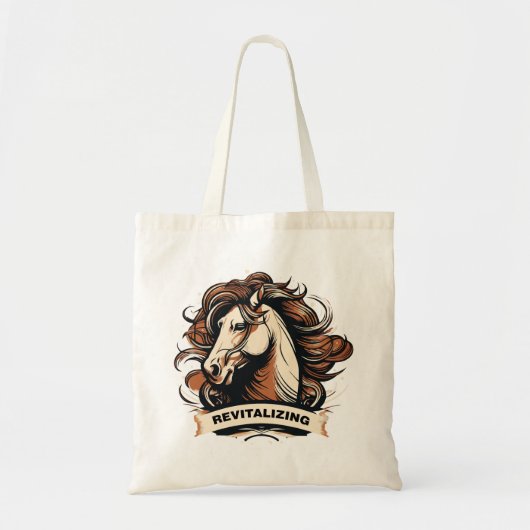 minimalist drawing of a horse tote bag (Voorkant)
