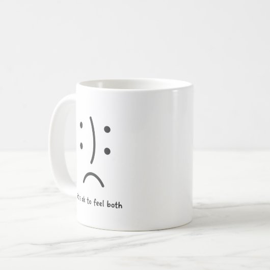 Minimalist Dual Emotion Face Mug Koffiemok (Voorkant links)