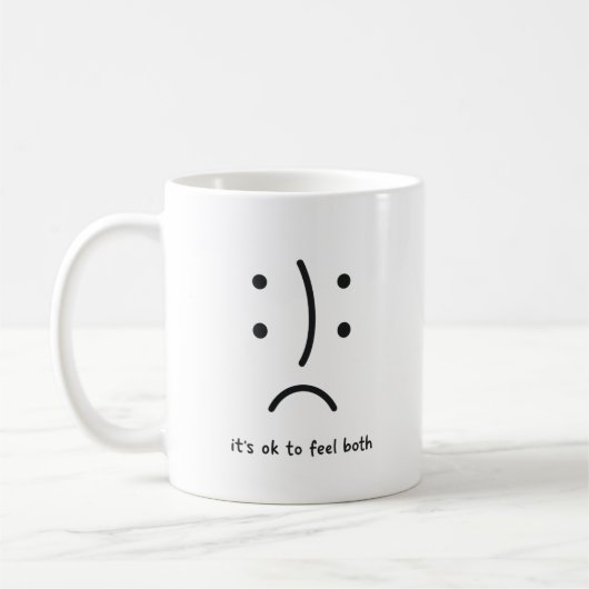 Minimalist Dual Emotion Face Mug Koffiemok (Links)