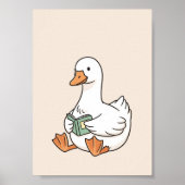 Minimalist Duck Art Print, Cute Duck Wall Decor Poster (Voorkant)