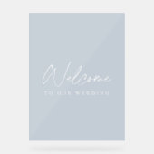 Minimalist Dusty Blue Acrylic Wedding Welcome Sign Acryl Bord (Voorkant)