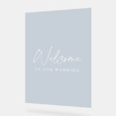 Minimalist Dusty Blue Acrylic Wedding Welcome Sign Acryl Bord (Hoek)