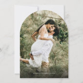 Minimalist Dusty Blue Arch Photo Wedding Kaart (Achterkant)