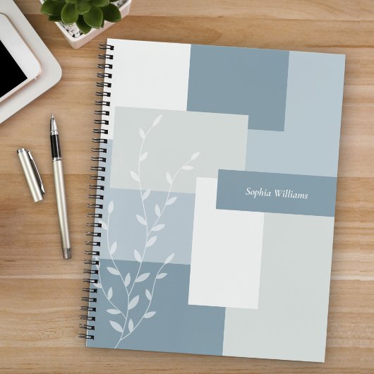 Minimalist Dusty Blue Botanical Journal Notebook Notitieboek