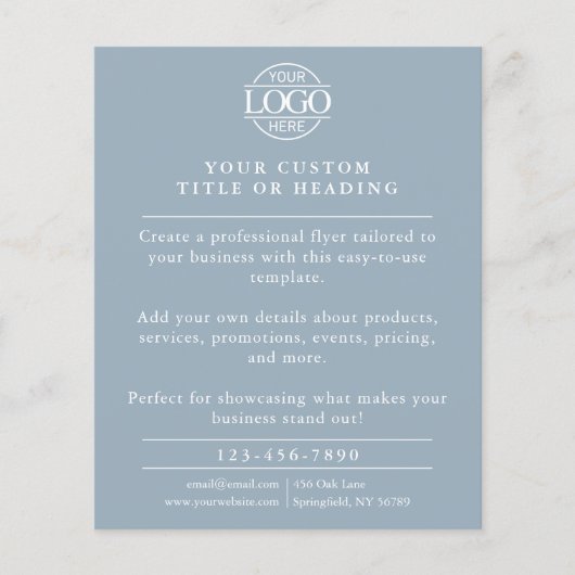 Minimalist Dusty Blue Business Logo Promotional Flyer (Voorkant)