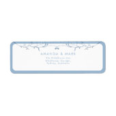 Minimalist Dusty Blue Chinoiserie Floral Wedding Etiket (Voorkant)