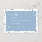 Minimalist Dusty Blue Chinoiserie Floral Wedding Informatiekaartje (Voorkant)