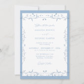 Minimalist Dusty Blue Chinoiserie Floral Wedding Kaart (Voorkant)