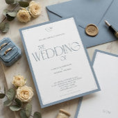 Minimalist Dusty Blue Elegant Monogram Wedding  Kaart
