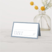 Minimalist Dusty Blue Elegant Monogram Wedding Plaatskaartje (Voorkant)
