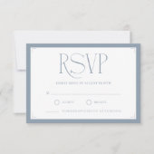 Minimalist Dusty Blue Elegant Monogram Wedding  RSVP Kaartje (Voorkant)