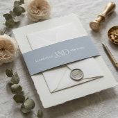Minimalist Dusty Blue Elegant Monogram Wedding  Uitnodigingen Wikkel