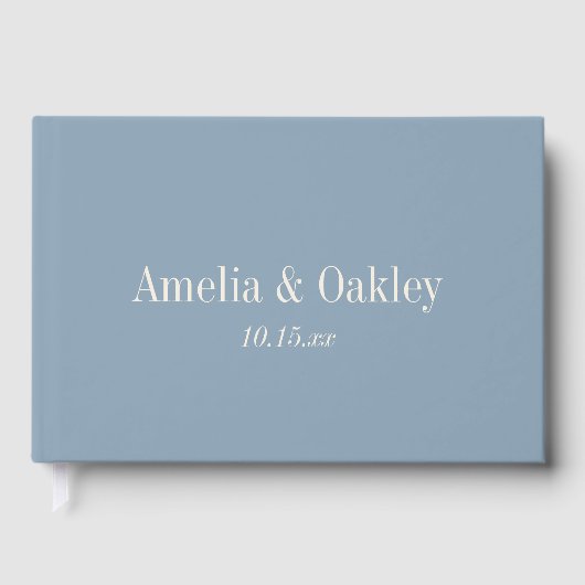 Minimalist Dusty Blue Elegant Wedding Custom Gastenboek (Voorkant)