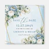 Minimalist Dusty Blue Eucalyptus Save The Date  Magneet (Voorkant)