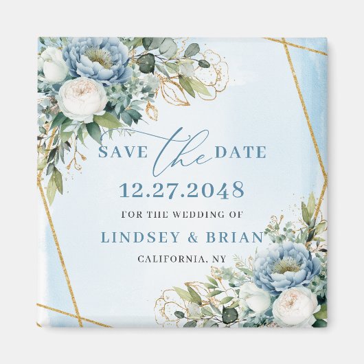 Minimalist Dusty Blue Eucalyptus Save The Date  Magneet (Voorkant)