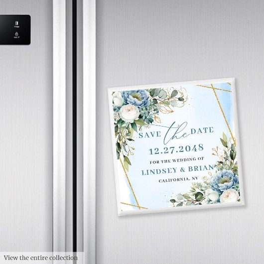 Minimalist Dusty Blue Eucalyptus Save The Date  Magneet