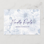 Minimalist Dusty Blue Floral RSVP Card – QR Code Informatiekaartje (Voorkant)