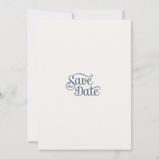 Minimalist Dusty Blue Floral Sketch Wedding  Kaart (Achterkant)