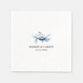Minimalist Dusty Blue Floral Wedding Party Servet (Voorkant)