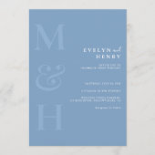 Minimalist Dusty Blue Monogram Simple Wedding Kaart (Voorkant)