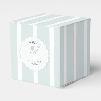 Minimalist Dusty Blue Oh Baby Elephant Baby Shower Bedankdoosjes