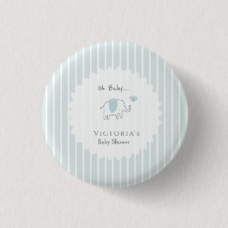 Minimalist Dusty Blue Oh Baby Elephant Baby Shower Ronde Button 3,2 Cm