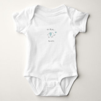 Minimalist Dusty Blue Oh Baby Elephant  Romper