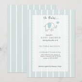 Minimalist Dusty Blue Oh Baby Elephant Sketch  Kaart (Voorkant / Achterkant)