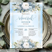 Minimalist Dusty Blue Peony Wedding Rehearsal Card Kaart