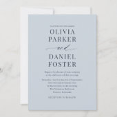 Minimalist Dusty Blue Wedding Invitation Kaart (Voorkant)