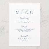 Minimalist Dusty Blue Wedding Menu Card Kaart (Voorkant)