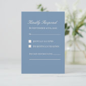 Minimalist Dusty Blue Wedding RSVP Card  Kaartje (Staand voorkant)