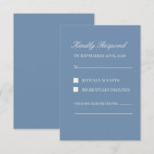 Minimalist Dusty Blue Wedding RSVP Card  Kaartje (Voorkant / Achterkant)