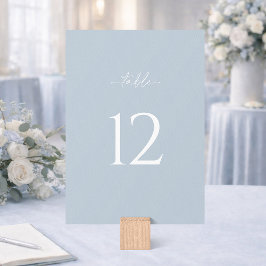 Minimalist Dusty Blue Wedding Table Number Sign Kaart