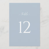 Minimalist Dusty Blue Wedding Table Number Sign Kaart (Voorkant)