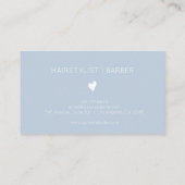 Minimalist Dusty Blue White Heart Barber Name Visitekaartje (Achterkant)