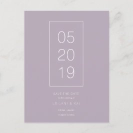 Minimalist Dusty Lila Save the Date Briefkaart