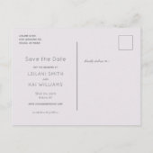 Minimalist Dusty Lila Save the Date Briefkaart (Achterkant)
