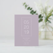 Minimalist Dusty Lila Save the Date Briefkaart (Staand voorkant)