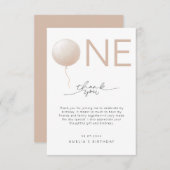 Minimalist Dusty Peach Modern First Birthday Bedankkaart (Voorkant / Achterkant)