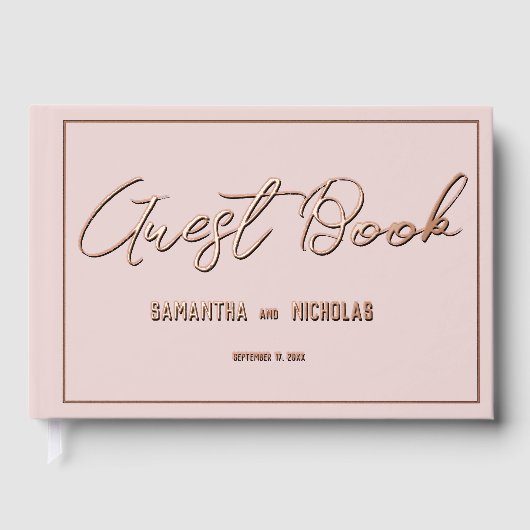 Minimalist Dusty Pink Wedding Program Gastenboek (Voorkant)