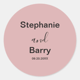 Minimalist Dusty Pink Wedding Ronde Sticker
