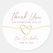 Minimalist Dusty Roos bruiloft Dank u Ronde Sticker (Voorkant)