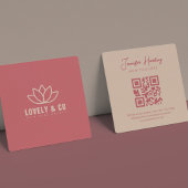 Minimalist Dusty Rose Cream Beauty QR Code Vierkante Visitekaartje