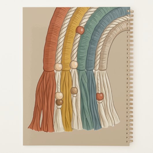 Minimalist Earth Tone Boho Macramé Rainbow Planner (Achterkant)
