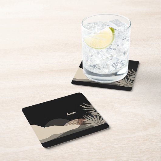 Minimalist Earth Tones Boho "Love"  Kartonnen Onderzetters (Insitu)