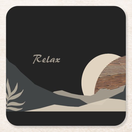 Minimalist Earth Tones Boho "Relax"  Kartonnen Onderzetters (Voorkant)