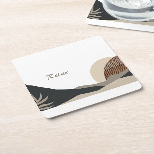 Minimalist Earth Tones Boho "Relax"  Kartonnen Onderzetters (Schuin)