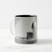 Minimalist Easter Egg on Modern Pedestal Tweekleurige Koffiemok (Voorkant links)