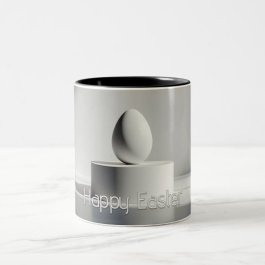 Minimalist Easter Egg on Modern Pedestal Tweekleurige Koffiemok (Center)